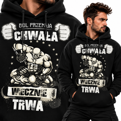 BLUZA Z KAPTUREM SPORTY WALKI  BÓL PRZEMIJA